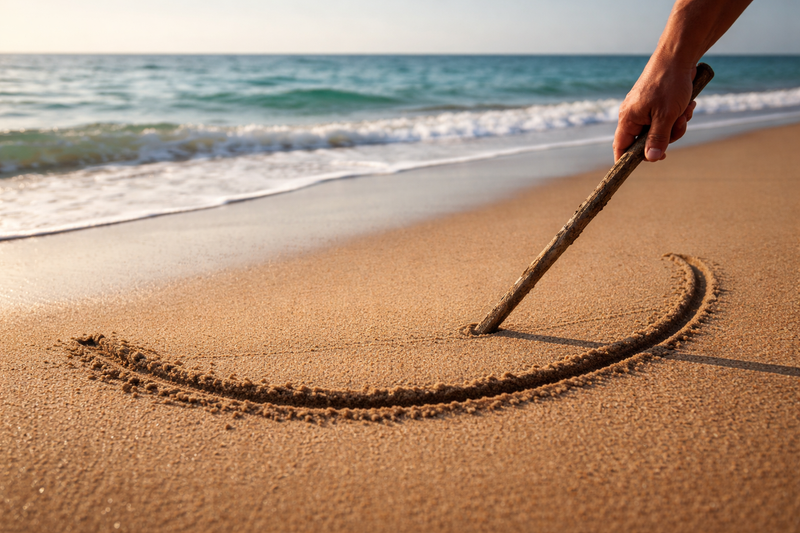 Curved Line on a Beach like the Australian Accent Intonation