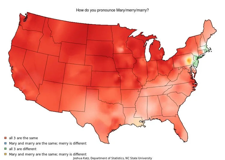 Merry Mary Marry Pronunciation Map Accents